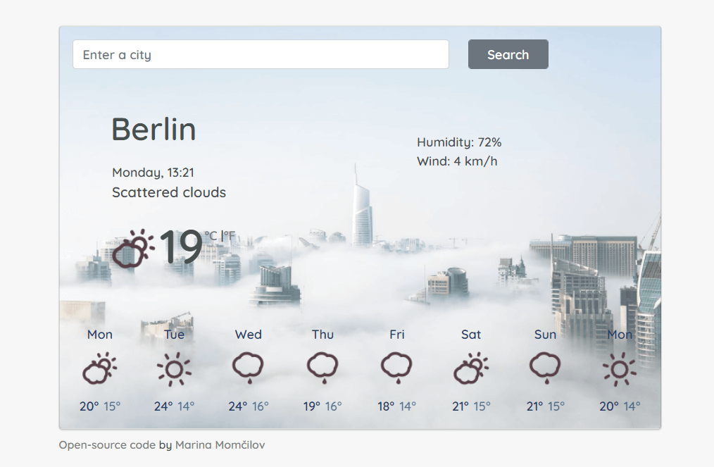 React Weather app project